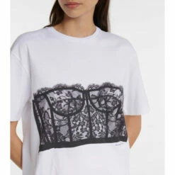 Alexander McQueen Lace-overlay Cotton Jersey T-shirt -Alexander McQueen Sales Store unnamed file 923