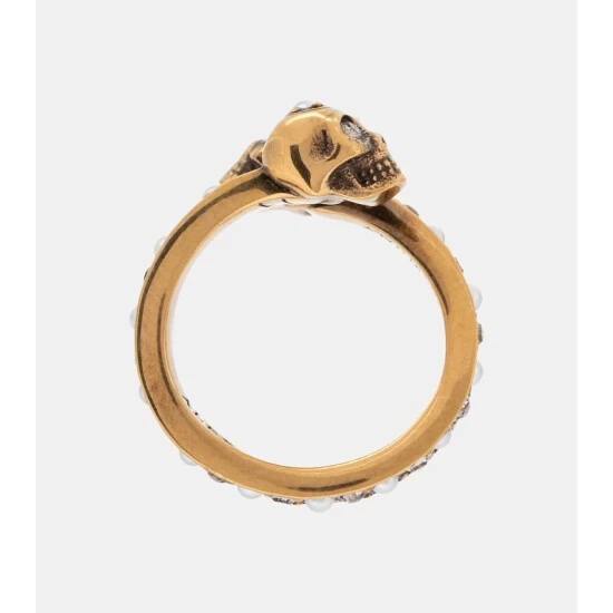 Alexander McQueen Embellished Brass Ring 1 Alexander McQueen Embellished Brass Ring